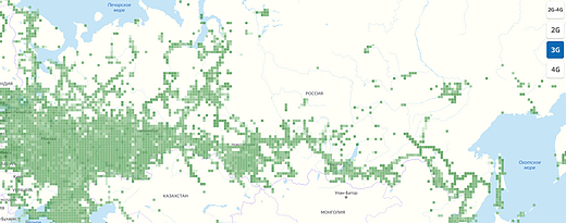 Карта покрытия связью 3G