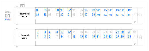 Схема двухэтажного купейного вагона в поезде №17 «Карелия»
