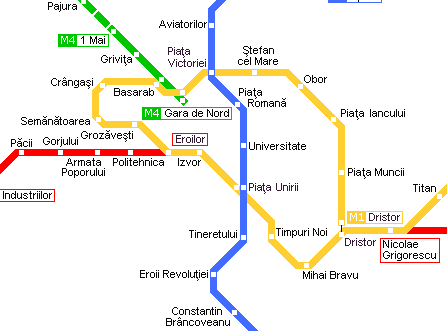 Карта метро г.Бухарест. Схема метрополитена: Бухарест.