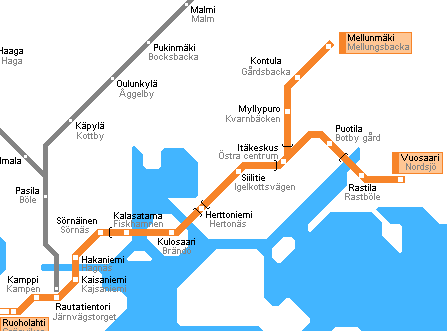 Карта метро Хельсинки