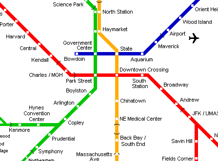 Карта метро г.Бостон. Схема метрополитена: Бостон.
