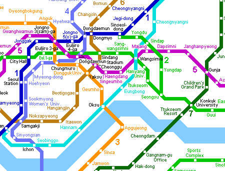 Карта метро сеула на корейском языке