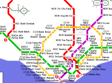 Карта метро г.Сингапур. Схема метрополитена: Сингапур.