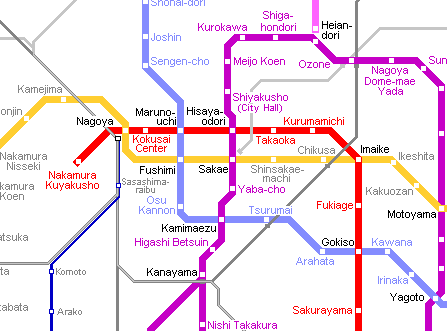 Карта метро г.Нагоя. Схема метрополитена: Нагоя.