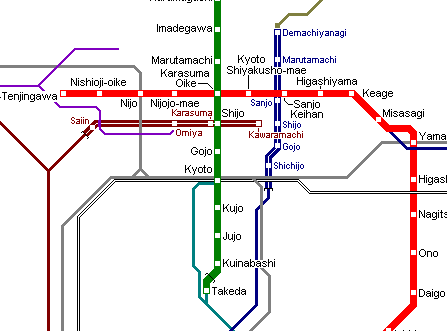 Карта метро г.Киото. Схема метрополитена: Киото.