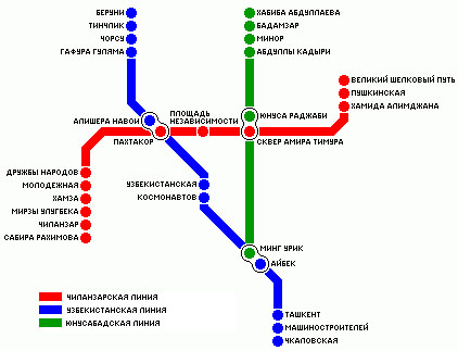 Схема ташкентского метрополитена