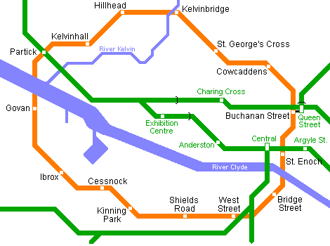 Карта метро г.Глазго. Схема метрополитена: Глазго.