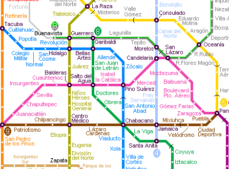 Карта метро г.Мехико. Схема метрополитена: Мехико.