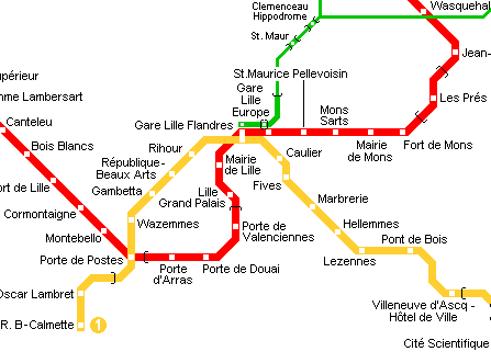 Карта метро г.Лилль. Схема метрополитена: Лилль.
