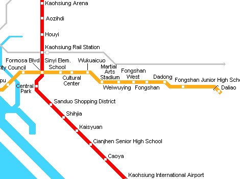Карта метро г.Гаосюн. Схема метрополитена: Гаосюн.