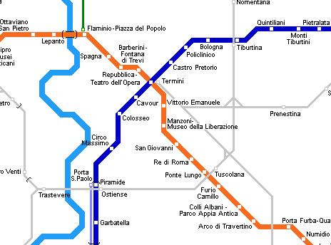 Схема метро рима на карте рима