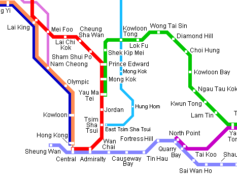 Карта метро г.Гонконг. Схема метрополитена: Гонконг.