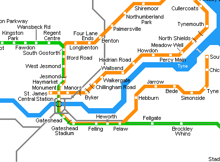 Карта метро г.Ньюкасл. Схема метрополитена: Ньюкасл.