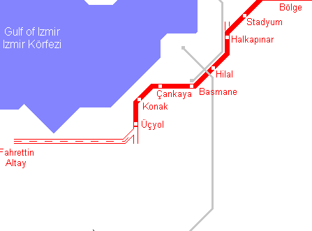 Карта метро г.Измир. Схема метрополитена: Измир.