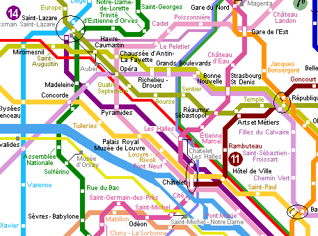 Карта парижского метро на русском языке