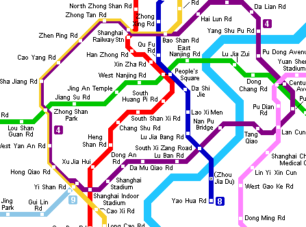 Карта метро г.Шанхай. Схема метрополитена: Шанхай.
