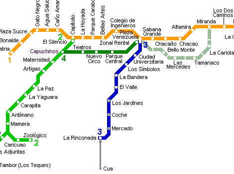 Карта метро г.Каракас. Схема метрополитена: Каракас.