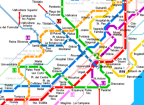Карта метро г.Барселона. Схема метрополитена: Барселона.