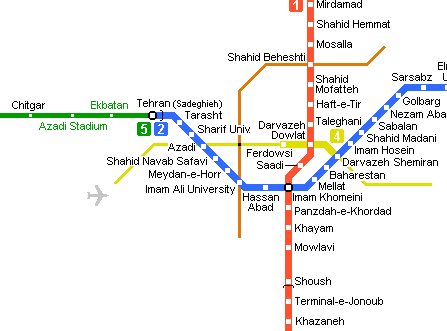Карта метро г.Тегеран. Схема метрополитена: Тегеран.