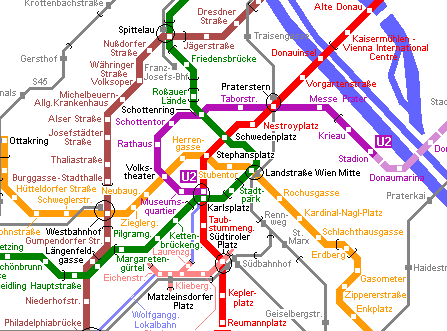 Карта метро г.Вена. Схема метрополитена: Вена.
