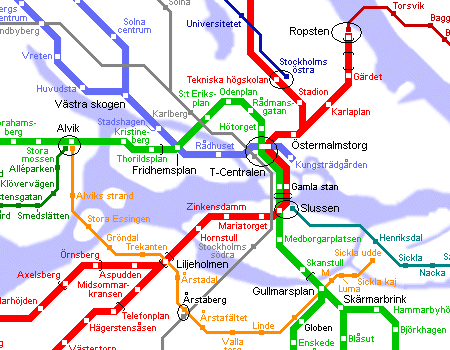 Карта метро г.Стокгольм. Схема метрополитена: Стокгольм.