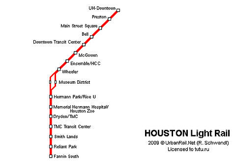 Карта метро г.Хьюстон. Схема метрополитена: Хьюстон.
