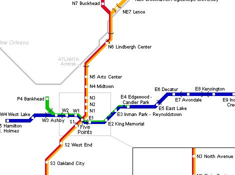 Карта метро г.Атланта. Схема метрополитена: Атланта.