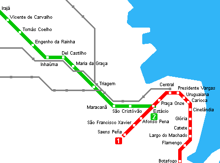 Карта метро г.Рио-де-Жанейро. Схема метрополитена: Рио-де-Жанейро.