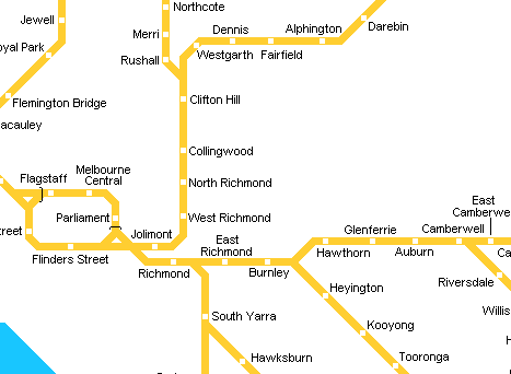 Карта метро г.Мельбурн. Схема метрополитена: Мельбурн.