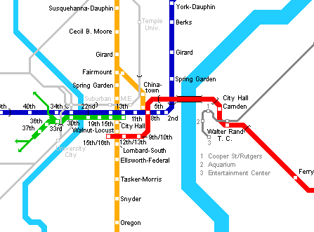Карта метро г.Филадельфия. Схема метрополитена: Филадельфия.