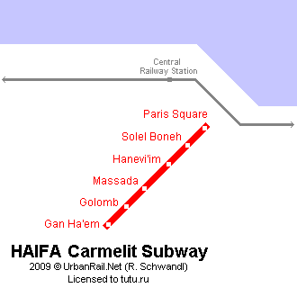Карта метро г.Хайфа. Схема метрополитена: Хайфа.