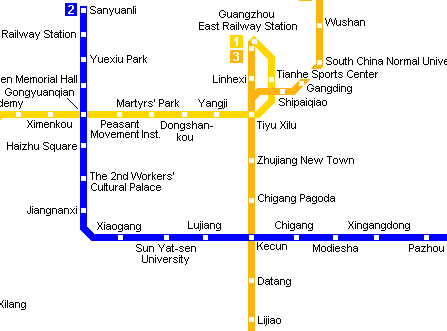 Карта метро г.Гуанчжоу. Схема метрополитена: Гуанчжоу.