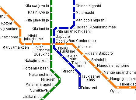 Карта метро г.Саппоро. Схема метрополитена: Саппоро.