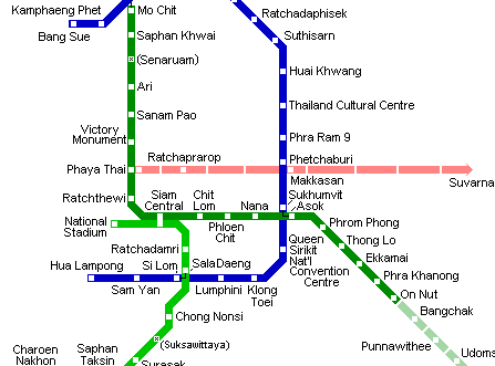 Карта метро г.Бангкок. Схема метрополитена: Бангкок.