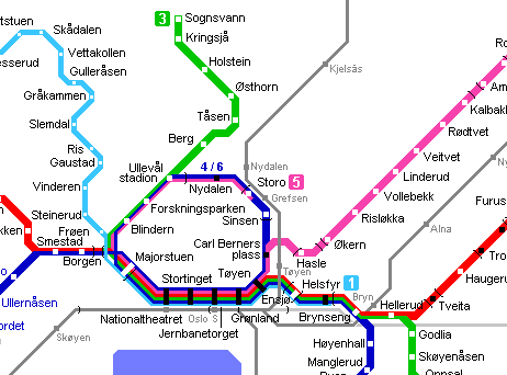 Карта метро г.Осло. Схема метрополитена: Осло.