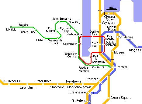 Карта метро г.Сидней. Схема метрополитена: Сидней.