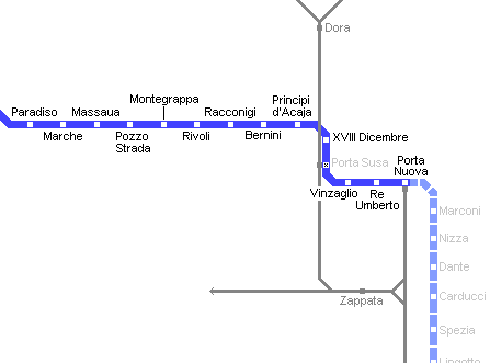 Карта метро г.Турин. Схема метрополитена: Турин.