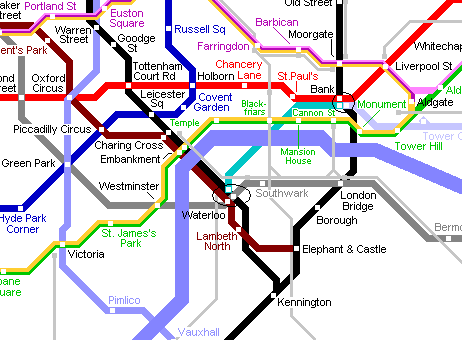 Карта метро г.Лондон. Схема метрополитена: Лондон.