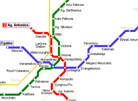 схема метро в афинах