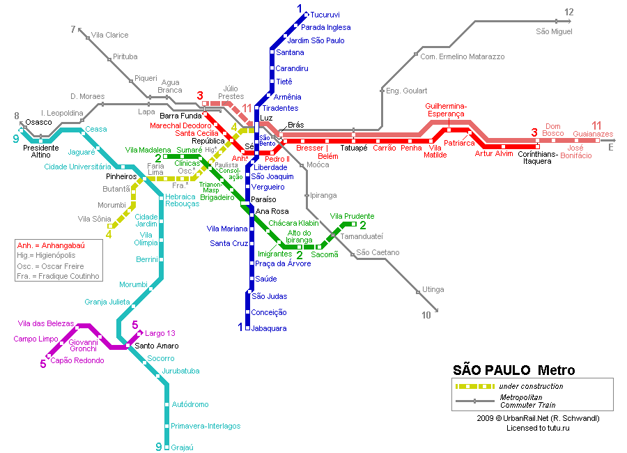 Метро сан паулу схема