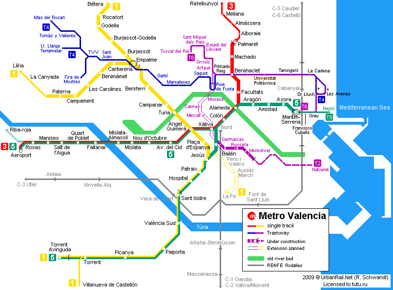 Метро валенсии схема