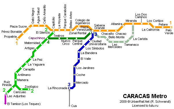 Карта метро г.Каракас. Схема метрополитена: Каракас.