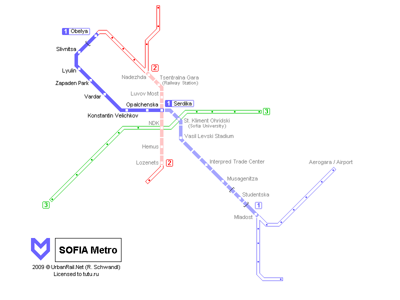 Схема метро софии