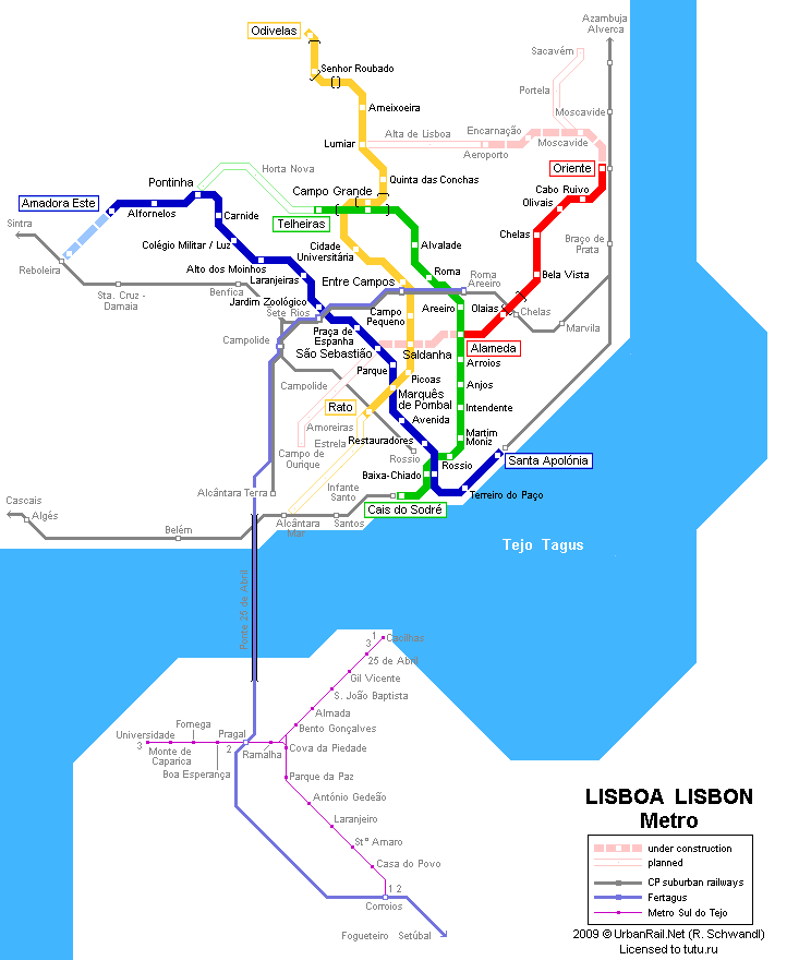 Карта электричек лиссабон