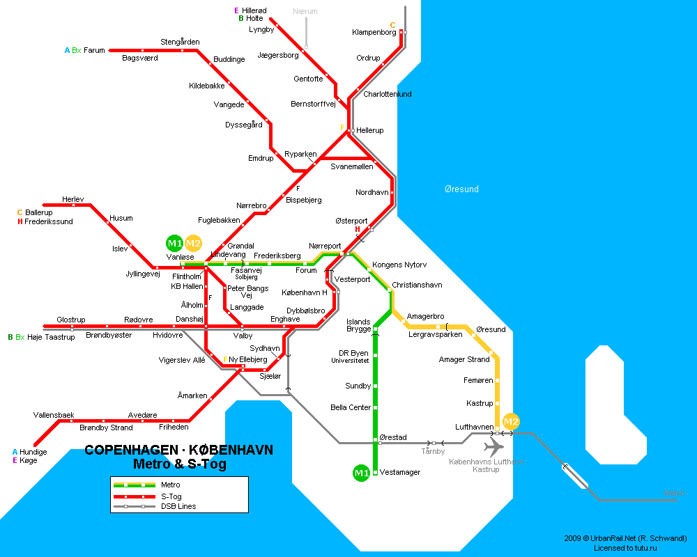 Копенгаген метро схема