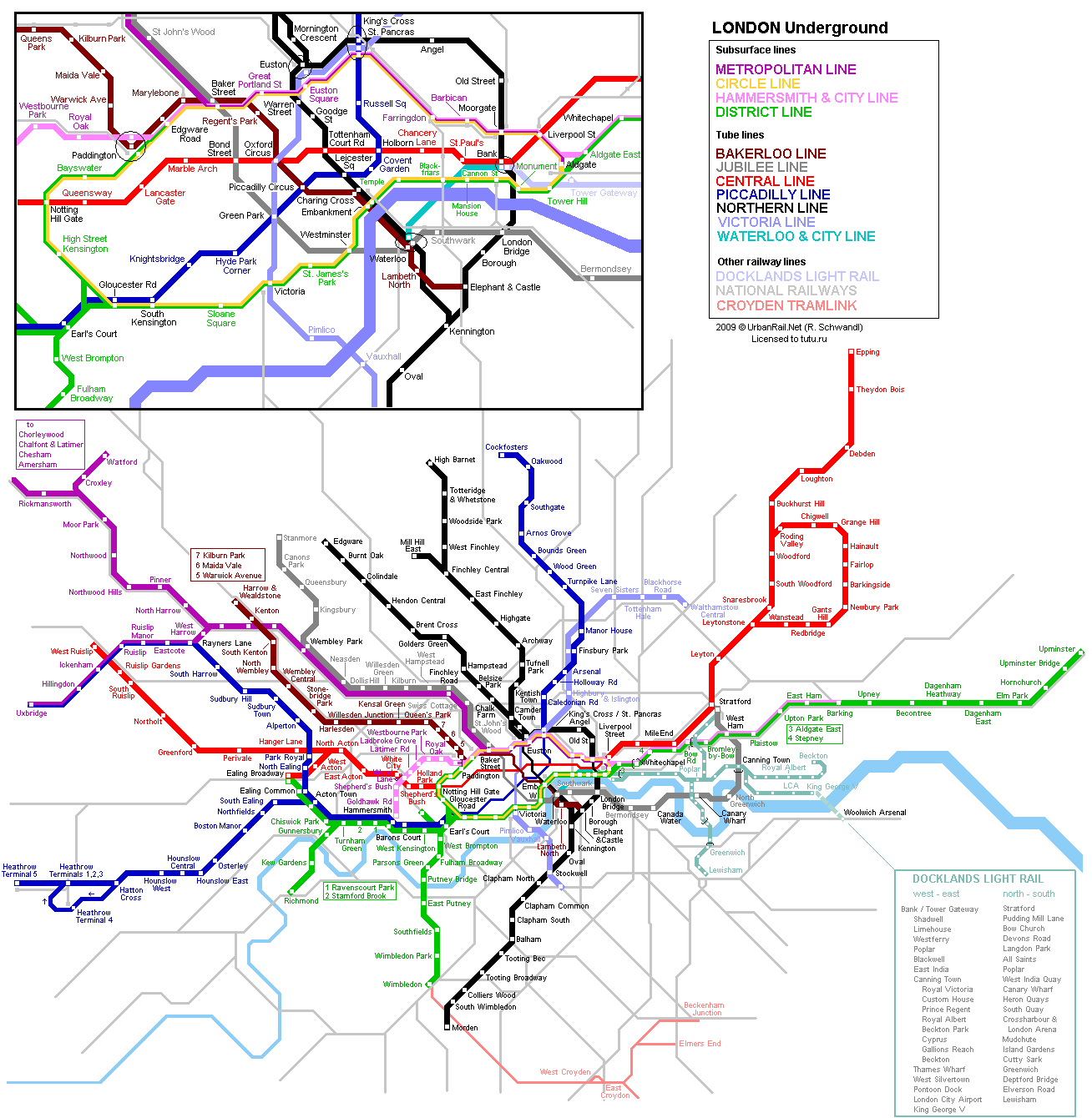 Карта метро г.Лондон. Схема метрополитена: Лондон.