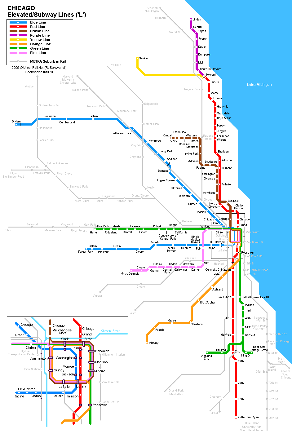 Метро чикаго схема