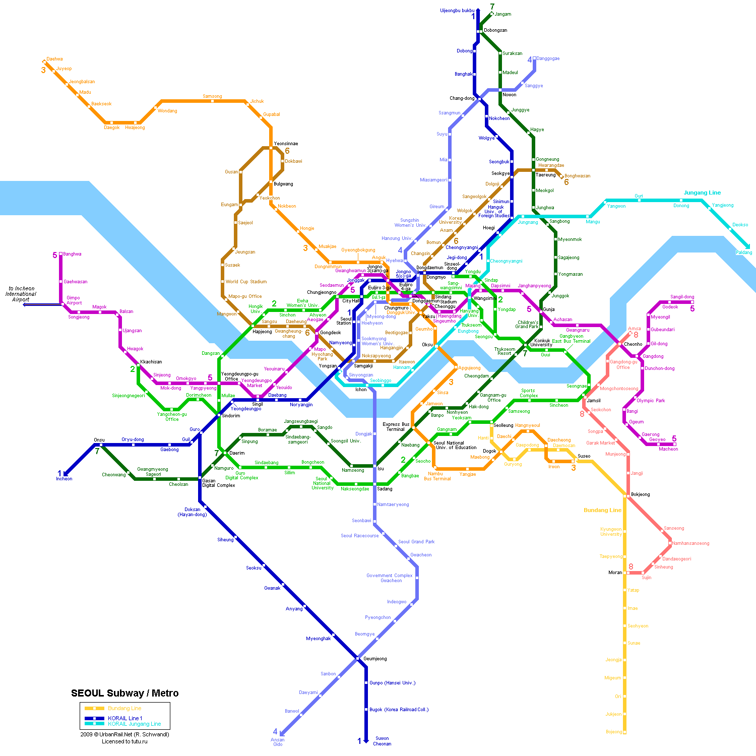 Карта метро сеула южная корея