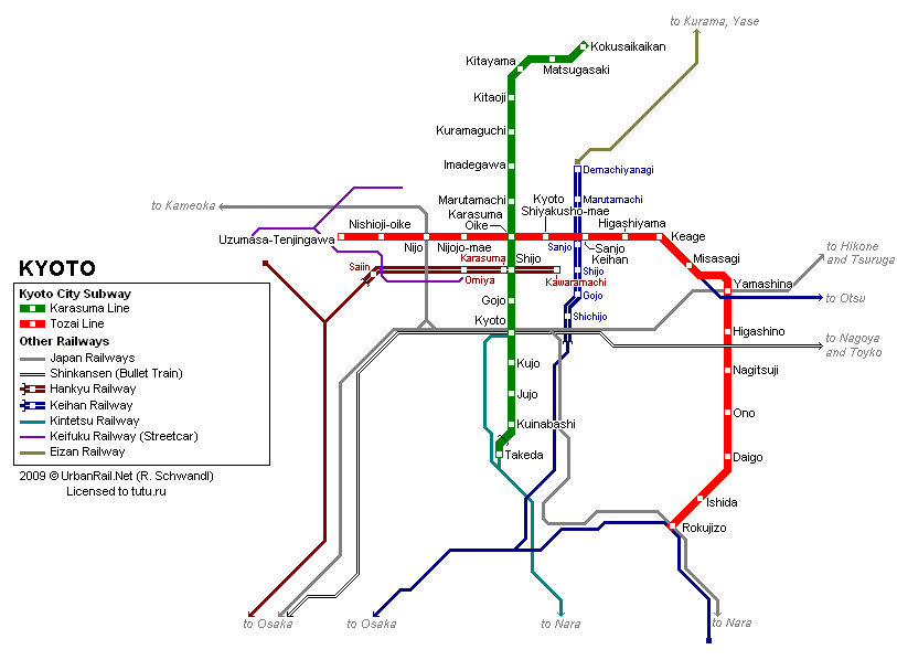 Киото карта метро