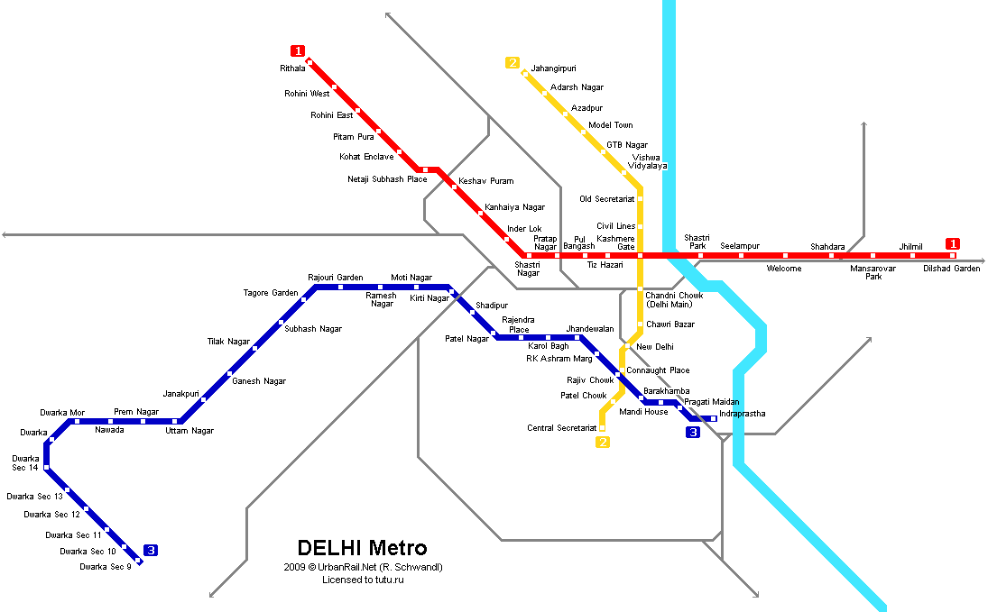 Карта Метро Г.Дели. Схема Метрополитена: Дели.